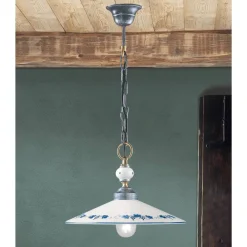 Ferroluce Pendelleuchten Vintage-Handgefertigte Pendelleuchte aus Keramik und Vintage-Eisen - Asti