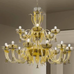 Viadurini Lighting Klassische Kronleuchter-Handgefertigter 18-flammiger Kronleuchter aus Venedig-Glas, Made in Italy - Regina