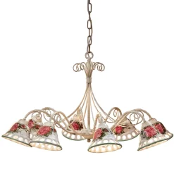 Ferroluce Vintage Kronleuchter-Handgefertigter 8-flammiger Kronleuchter aus Keramik mit Passanastri - Neapel