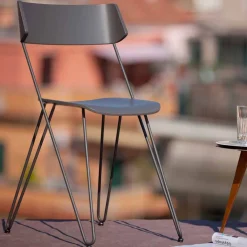 Viadurini Living Moderne Stühle-Handgefertigter Küchenstuhl aus Holz und Edelstahl Made in Italy - Granada