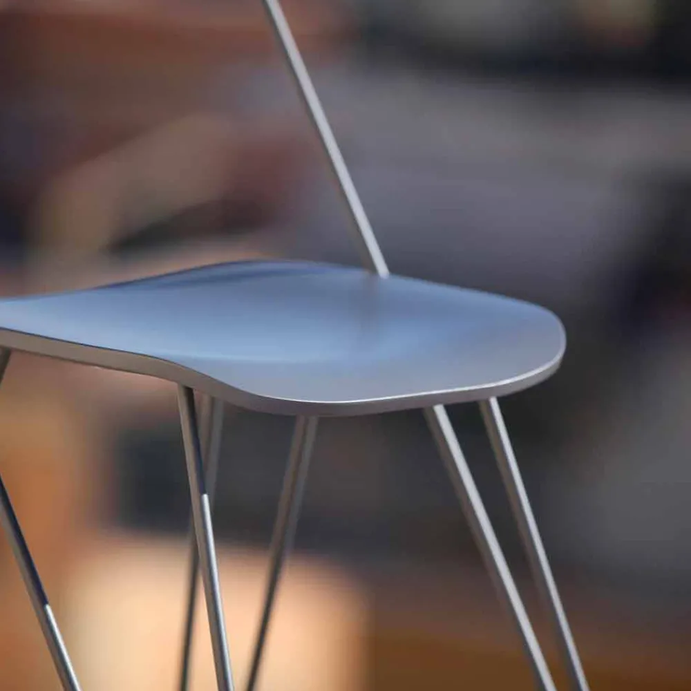 Viadurini Living Moderne Stühle-Handgefertigter Küchenstuhl aus Holz und Edelstahl Made in Italy - Granada