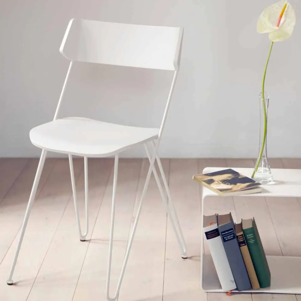 Viadurini Living Moderne Stühle-Handgefertigter Küchenstuhl aus Holz und Edelstahl Made in Italy - Granada