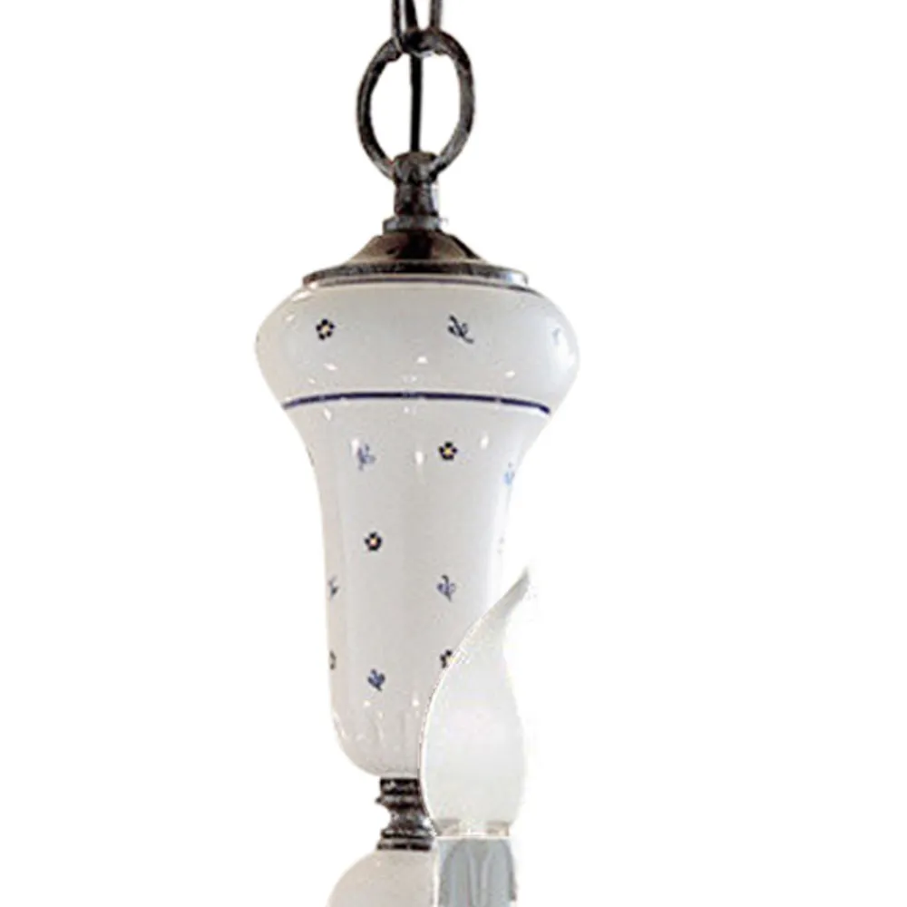 Ferroluce Vintage Kronleuchter-Handgefertigter Kronleuchter aus Keramik und antikem Messing – Sanremo