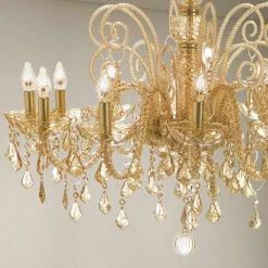 Viadurini Lighting Klassische Kronleuchter-Handgefertigter Kronleuchter 12 Lichter aus venezianischem Glas und Metall - Florentiner