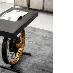 Viadurini Living Moderne Couchtische-Handgefertigter und industrieller Couchtisch aus Stahl und Mangoholz - Corvino