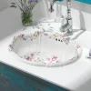 Viadurini Bathroom Vintage Waschbecken-Handgegossenes Vintage-Porzellanwaschbecken mit Blumen, hergestellt in Italien – Barbera