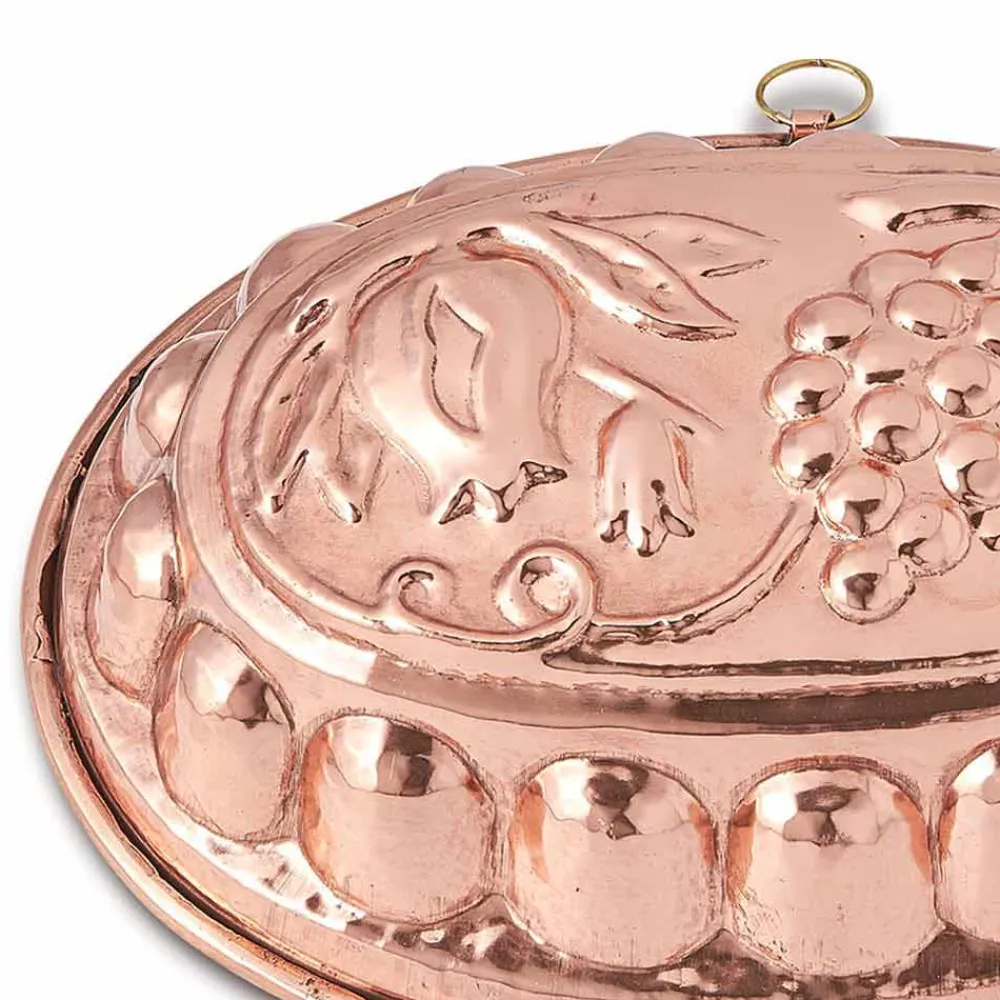 Viadurini Kitchen Küchenzubehör-Handgemachte ovale Kuchenform aus verzinntem Kupfer mit Made in Italy Dekoration - Gianfilippo