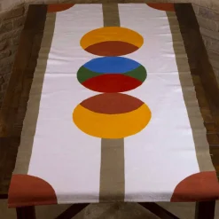 Viadurini by Marchi 1633 Runner-Hanf Tischdecke Runner of Italian Craftsmanship Einzigartiges Stück handbemalt