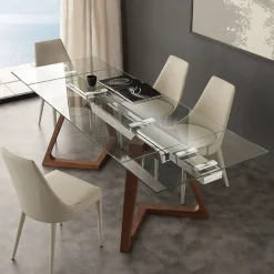 Viadurini Living Ausziehbare Esstische-Hartglas Tisch verlängerbar in modernem Design Iside