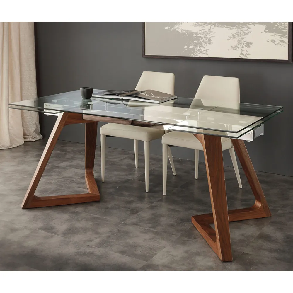 Viadurini Living Ausziehbare Esstische-Hartglas Tisch verlängerbar in modernem Design Iside