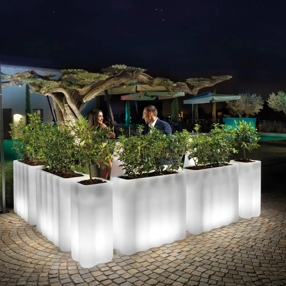 Viadurini in the Garden Lichtmöbel-Heller Gartentopf aus weißem Polyethylen Made in Italy - Crizia