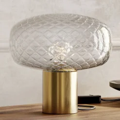 Viadurini Lighting Klassische Tischlampen-Hergestellt in Italien Tischlampe aus grauem Glas – Lucciola