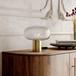 Viadurini Lighting Klassische Tischlampen-Hergestellt in Italien Tischlampe aus grauem Glas – Lucciola