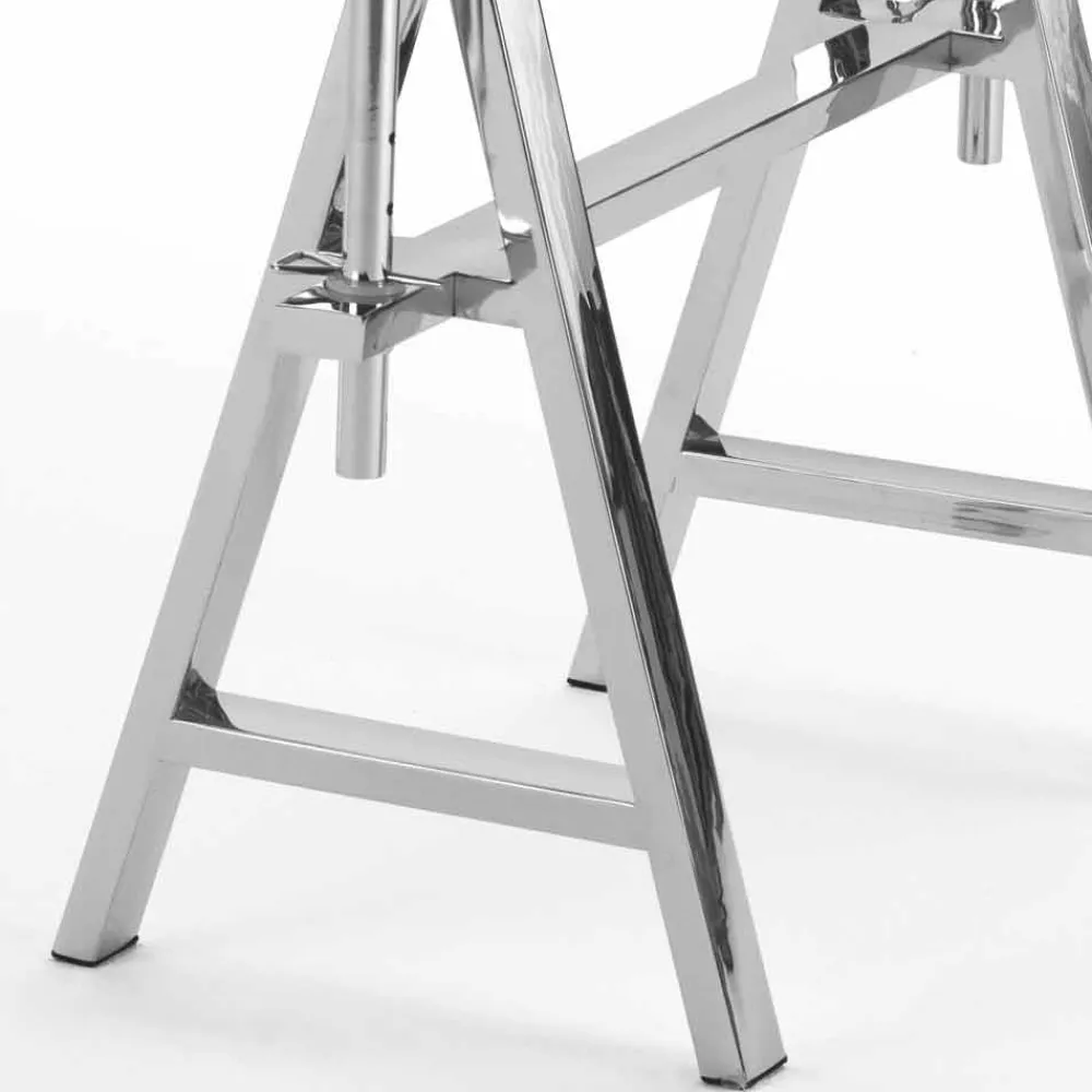 Viadurini Living Esstische-Höhenverstellbarer Stahl / Glastisch (L190xH72 / 74 / 78xP90cm) Cristal