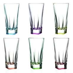 Viadurini Kitchen Italienisches Kristallgeschirr-High Tumbler Crystal Eco Farbglas Service 12 Stück - Amalgam