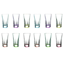 Viadurini Kitchen Italienisches Kristallgeschirr-High Tumbler Crystal Eco Farbglas Service 12 Stück - Amalgam