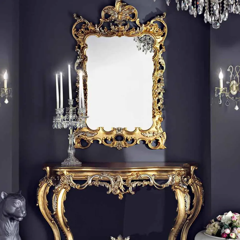 Viadurini Classic Wandspiegel|Konsolentisch Flur-Hölzerner Wandspiegel und Konsole mit MDF-Platte made in Italy Andrea