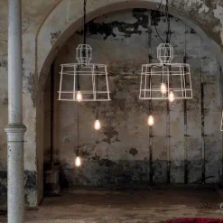 Viadurini Lighting Designer Pendelleuchten-Hängelampe 3 Leuchten in Weiß oder Naturmetall - Stylus