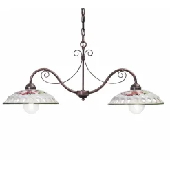 Ferroluce Pendelleuchten Vintage-Hängelampe 2 Lichter aus handgefertigter Keramik mit Passanastri - Neapel