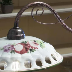 Ferroluce Pendelleuchten Vintage-Hängelampe 2 Lichter aus handgefertigter Keramik mit Passanastri - Neapel