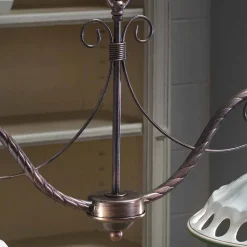 Ferroluce Pendelleuchten Vintage-Hängelampe 2 Lichter aus handgefertigter Keramik mit Passanastri - Neapel