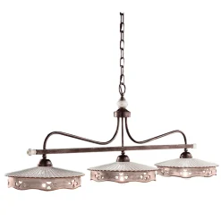 Ferroluce Pendelleuchten Vintage-Hängelampe 3 Lichter Vintage Keramik und handgefertigtes Eisen - Alessandria