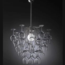 Aldo Bernardi Design Kronleuchter-Hängelampe 30 umgekippte Gläser Sauvignon von