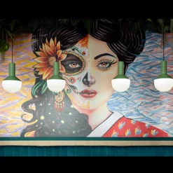 Ferroluce Moderne Pendelleuchten-Hängelampe aus bemaltem Glas, hergestellt in Italien – Selaron