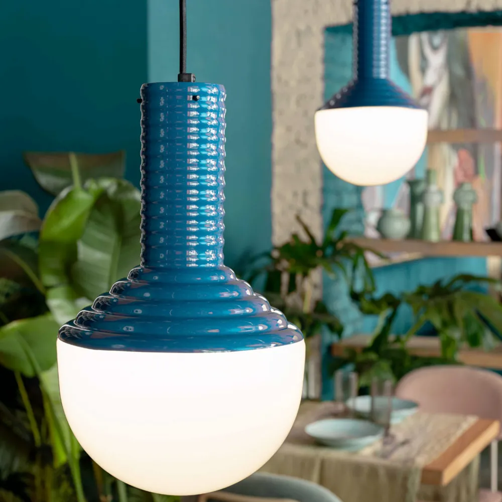 Ferroluce Moderne Pendelleuchten-Hängelampe aus bemaltem Glas, hergestellt in Italien – Selaron