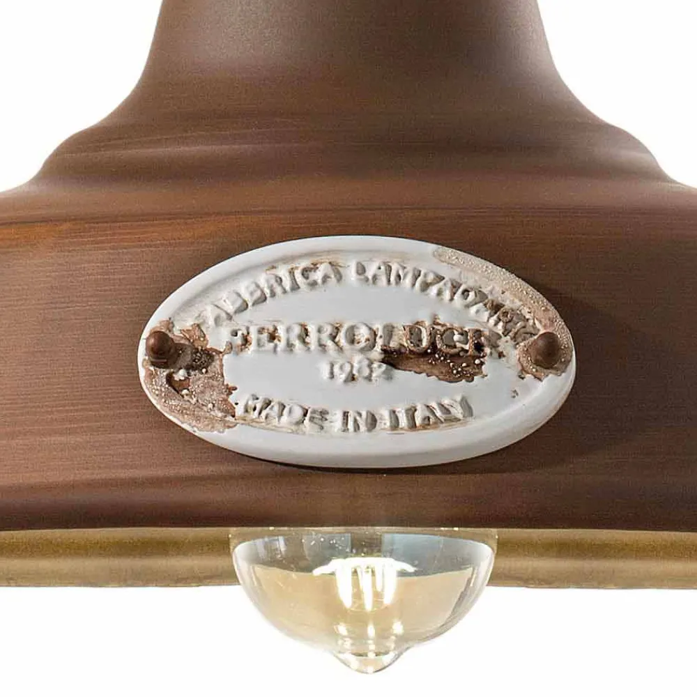 Ferroluce Pendelleuchten Vintage-Hängelampe aus Eisen und Keramik Teresa