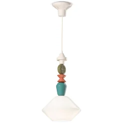 Ferroluce Moderne Pendelleuchten-Hängelampe aus Glas und farbiger Keramik, hergestellt in Italien – Lariat