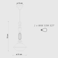 Ferroluce Moderne Pendelleuchten-Hängelampe aus Glas und farbiger Keramik, hergestellt in Italien – Lariat