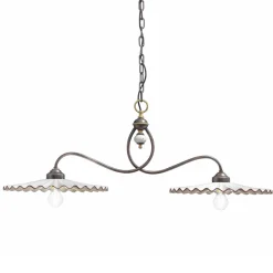 Ferroluce Vintage Kronleuchter-Hängelampe aus Keramik hochglänzend L'Acquila