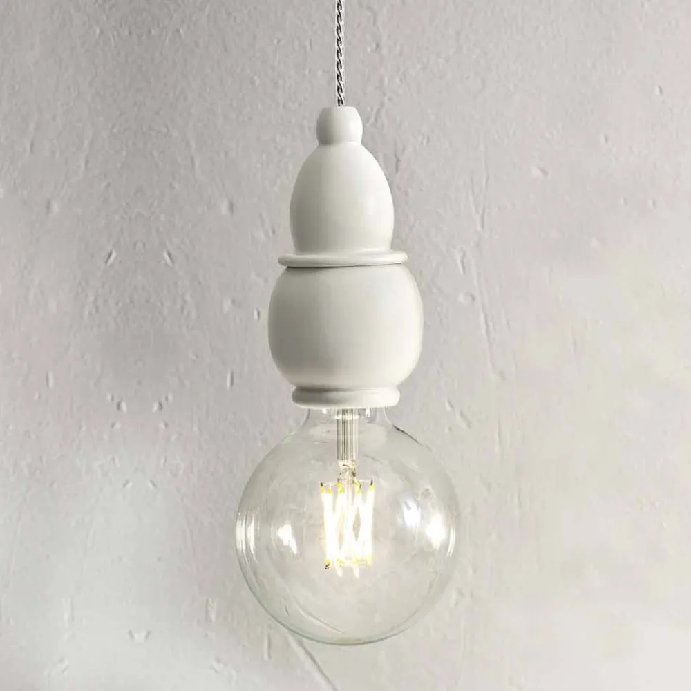 Aldo Bernardi Pendelleuchten Shabby Chic-Hängelampe aus Keramik Shabby Chich mit 3m Kabel – Fate