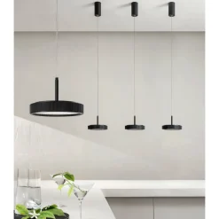 Viadurini Lighting Moderne Pendelleuchten-Hängelampe aus schwarz lackiertem Metall und LED-Licht – Hainbuche