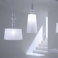 Viadurini Lighting Designer Pendelleuchten-Hängelampe aus weißer Keramik. Shade in Linen Short Design - Cadabra