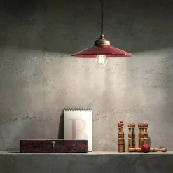 Ferroluce Pendelleuchte Industrial-Hängelampe Handgefertigte Keramik und antikes Vintage-Messing - Farben