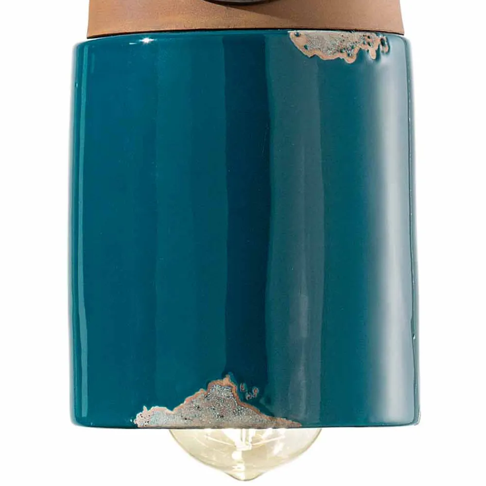 Ferroluce Pendelleuchten Vintage-Hängelampe Industrial aus Keramik und Eisen Stephanie