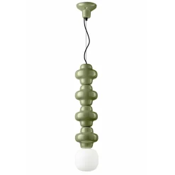 Ferroluce Moderne Pendelleuchten-Hängelampe mit 4 Elementen aus Keramik und Glas, hergestellt in Italien – Copacabana