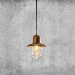 Aldo Bernardi Pendelleuchten Vintage-Hängelampe Vintage mit reflektor aus Messing – Guinguette