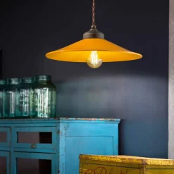 Ferroluce Pendelleuchten Vintage-Hängeleuchte aus farbiger Keramik und Messing Maya