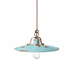 Ferroluce Pendelleuchten Vintage-Hängeleuchte aus Keramik und Metall Country Emily