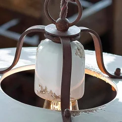 Ferroluce Pendelleuchten Vintage-Hängeleuchte aus Keramik und Metall Country Emily