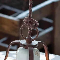 Ferroluce Pendelleuchten Vintage-Hängeleuchte aus Keramik und Metall Country Emily