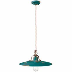 Ferroluce Pendelleuchten Vintage-Hängeleuchte aus Keramik und Metall Country Emily