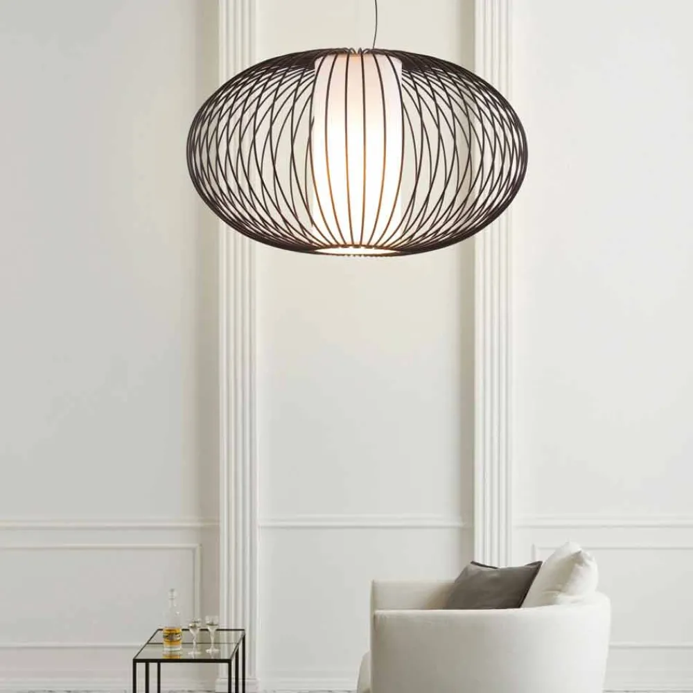 Viadurini Lighting Designer Pendelleuchten-Hängeleuchte aus lackiertem Stahl, 90xh.53x L. Schnur 100 cm Gioia