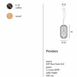 Viadurini Lighting Designer Pendelleuchten-Hängeleuchte aus Stahl Durchmesser 35xH70xL.Katalog cm Bibiana