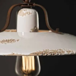 Ferroluce Pendelleuchten Vintage-Hängeleuchte Country aus Keramik und Metall Sara