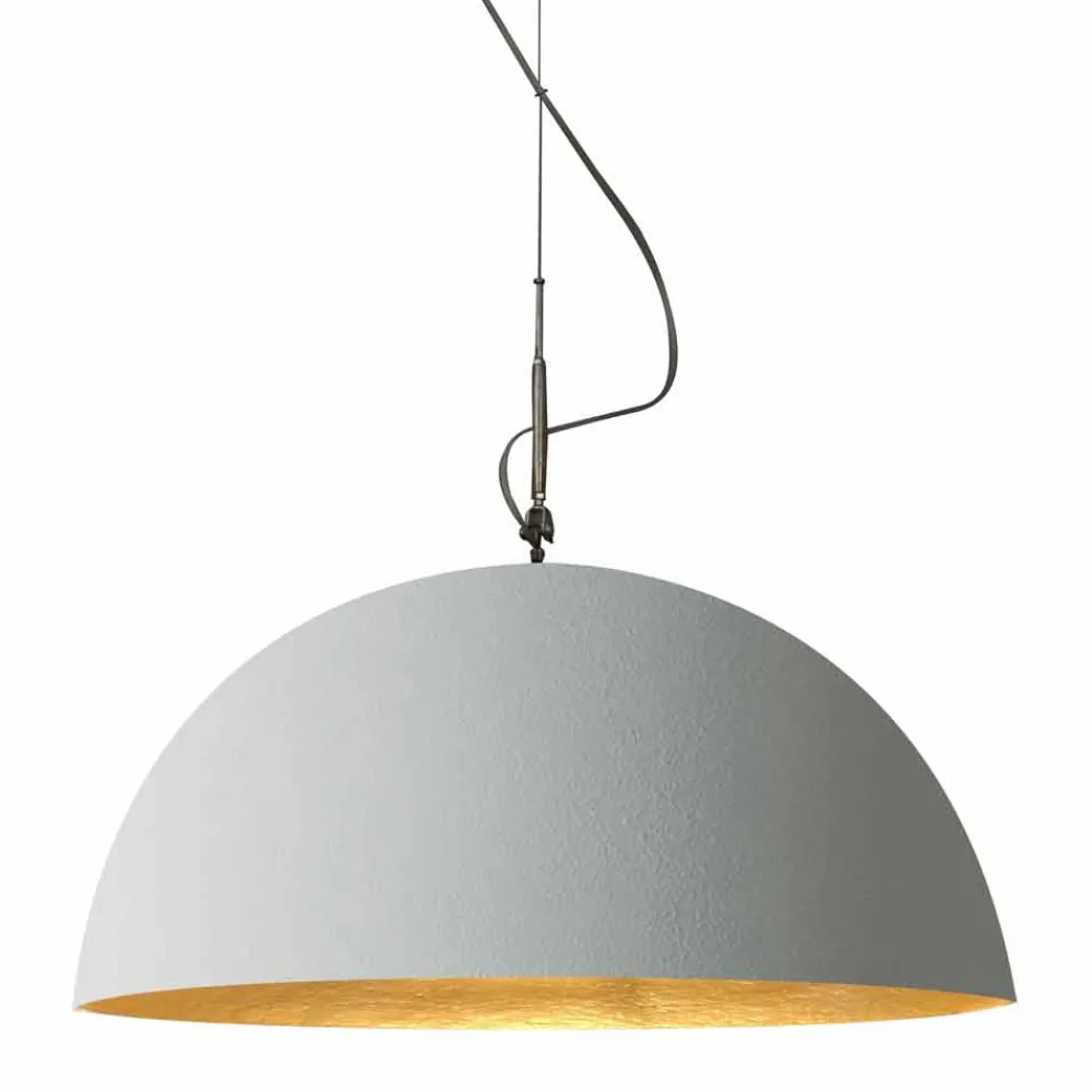 In-es.artdesign Moderne Pendelleuchten-Hängeleuchte Design-Lampe Mezza Luna Cement paint