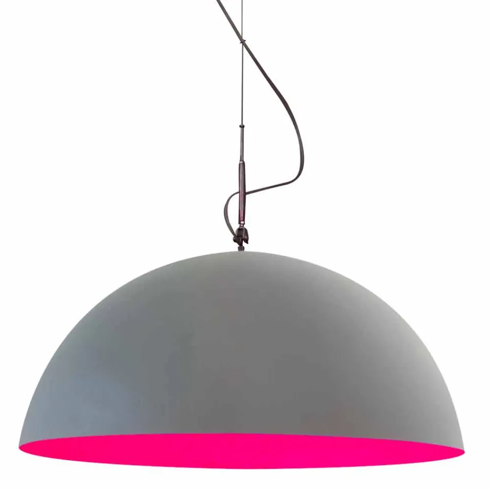 In-es.artdesign Moderne Pendelleuchten-Hängeleuchte Design-Lampe Mezza Luna Cement paint